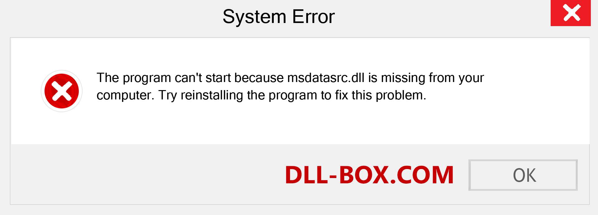  msdatasrc.dll file is missing?. Download for Windows 7, 8, 10 - Fix  msdatasrc dll Missing Error on Windows, photos, images